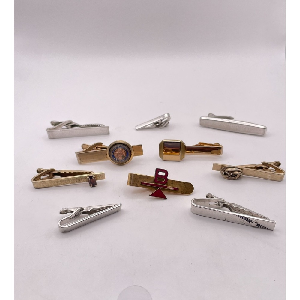 Vintage Tie Clip Lot 10 Pieces, Hickok, Shields, Swank, Foster